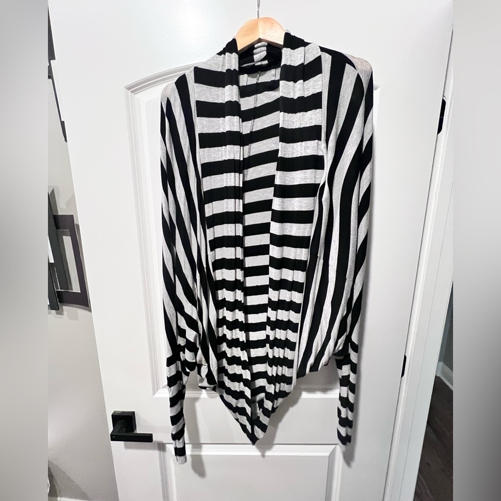 Norma Kamali Striped Cocoon Shrug Cardigan